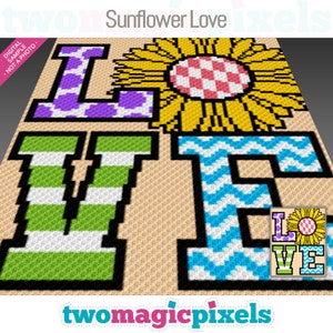 Haakpatroon Sunflower Love, C2C Graphgan-pdf, gebloemde dekenkaart (niet inbegrepen)