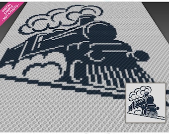 Steam Locomotive graph for crochet (c2c/mini c2c, sc, hdc, dc, tss), cross stitch; knitting; instant PDF download, no counts/instructions