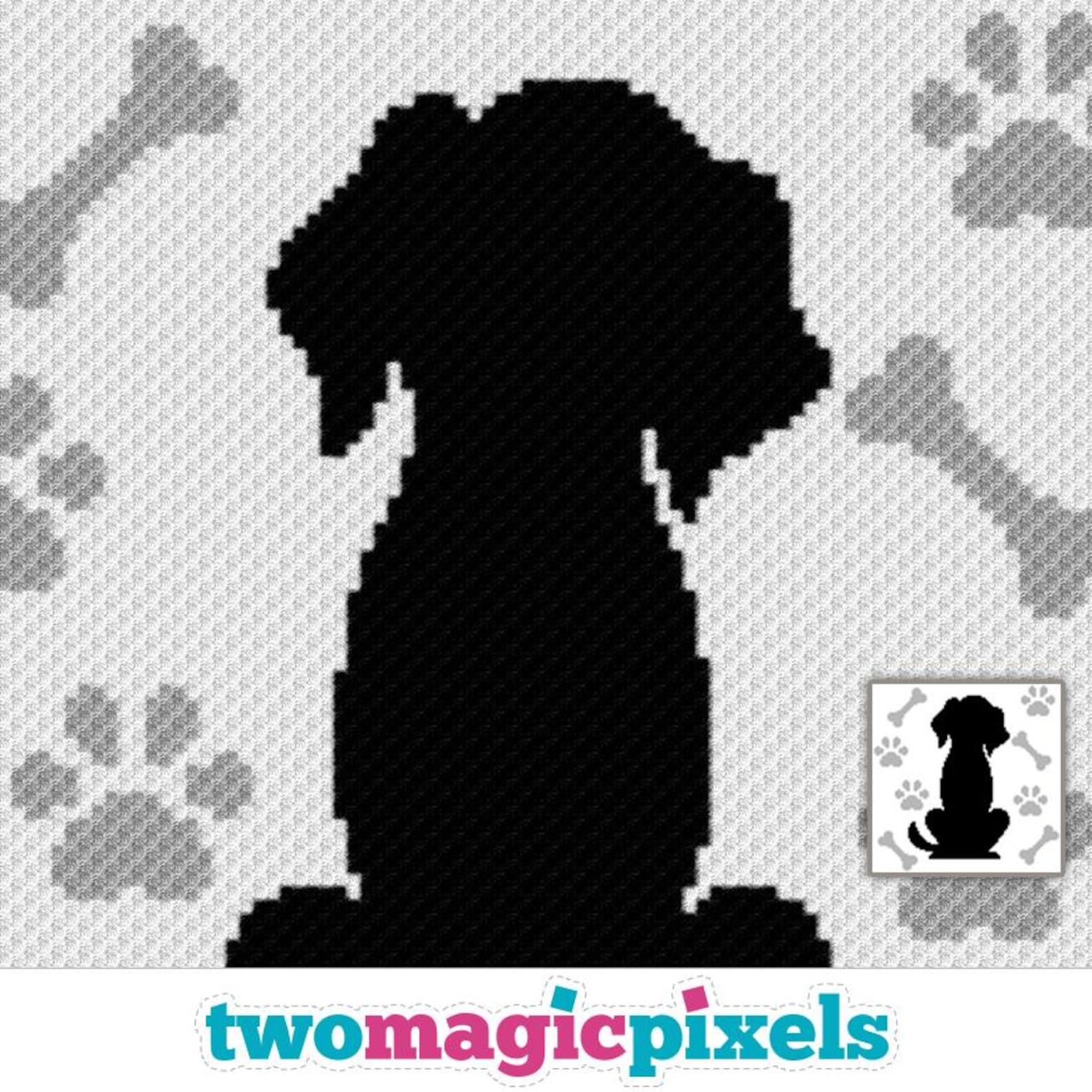 Dog Graphgan Patterns Puppy Silhouette Crochet Pattern, C2C Graphgan PDF, Dog Lover Blanket ...