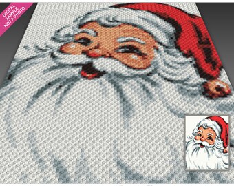 SC Santa Portrait crochet graph + row-by-row counts; instant PDF download