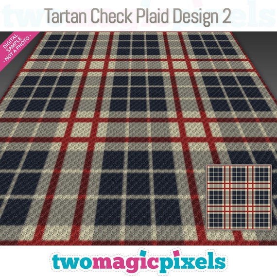 タータンチェック格子柄デザイン 2 かぎ針編みグラフ (c2c、ミニ c2c
