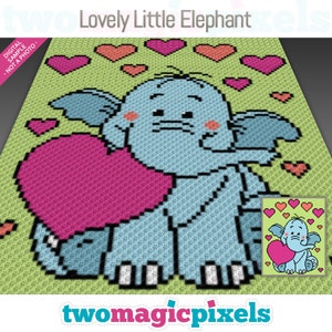 Lovely Little Elephant crochet graph (c2c, mini c2c, sc, hdc, dc, tss), cross stitch, knitting; PDF download, no counts or instructions