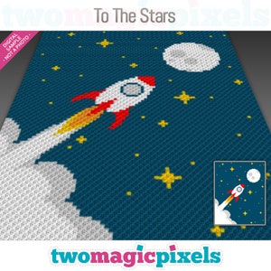 Graphique au crochet To The Stars (c2c, mini c2c, sc, hdc, dc, tss), point de croix, tricot ; Téléchargement PDF, sans décompte ni instructions