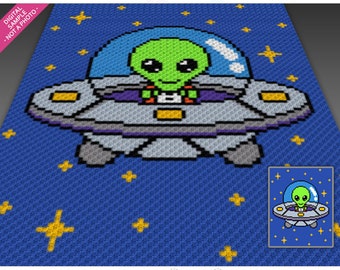 Little Alien Crochet Graph Pattern, C2C Graphgan PDF, Cute Sci-Fi Blanket Chart (No Counts Included)
