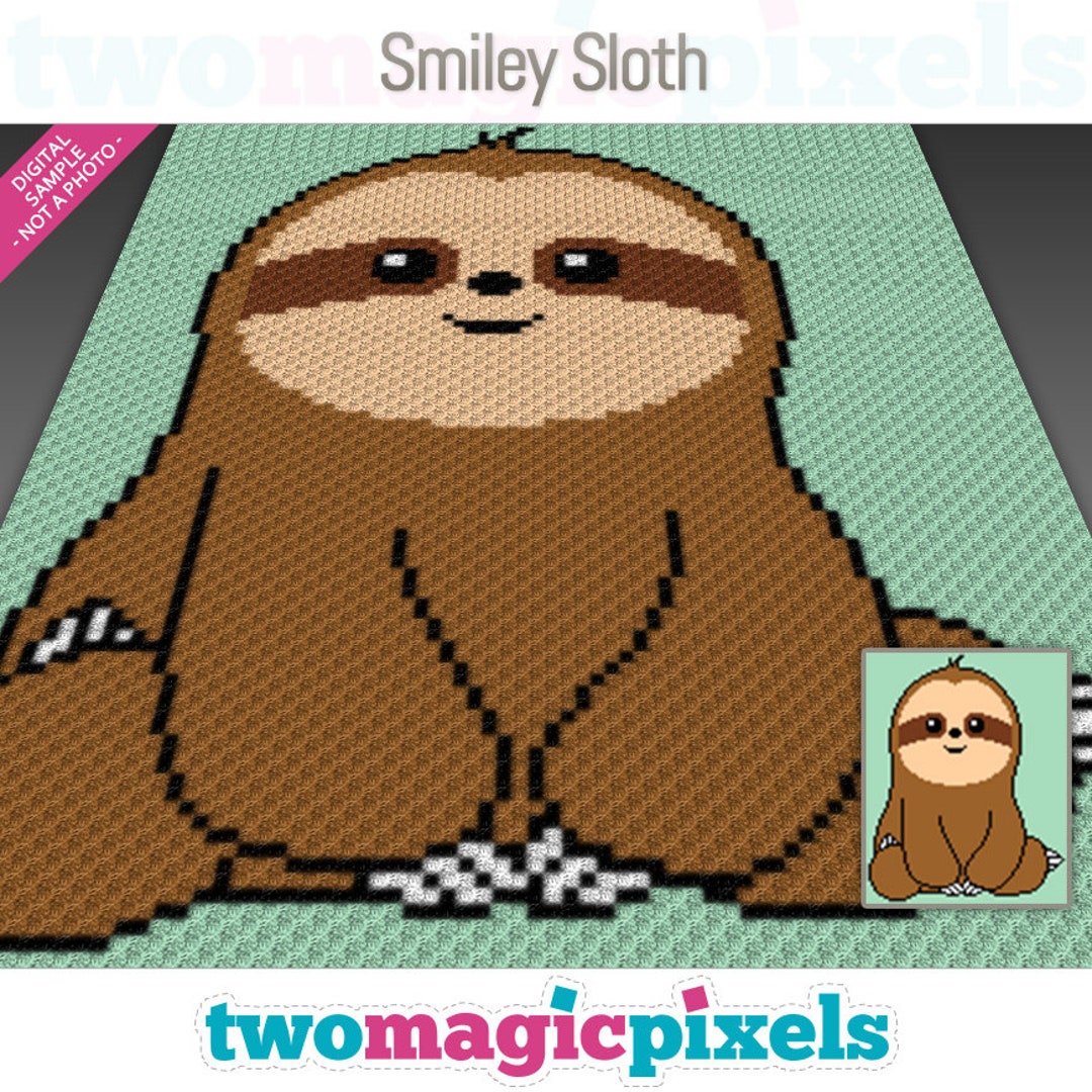Smiley Sloth Crochet Graph (c2c, Mini C2c, Sc, Hdc, Dc, Tss), Cross ...