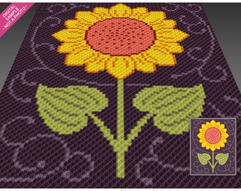 Patrón de crochet de remolinos de girasol, PDF Graphgan C2C, gráfico de manta floral caprichosa (sin contar los números)