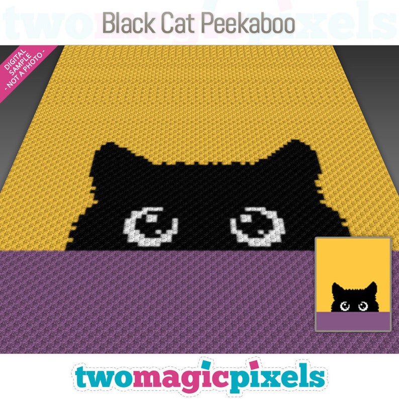 Black Cat Peekaboo Crochet Graph Cross Stitch c2c Mini C2c - Etsy
