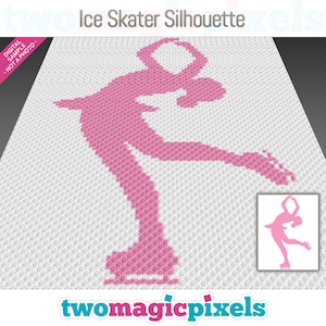 Ice Skater Silhouette crochet graph (c2c/mini c2c, sc, hdc, dc, tss), cross stitch/knitting; instant PDF download, no counts/instructions
