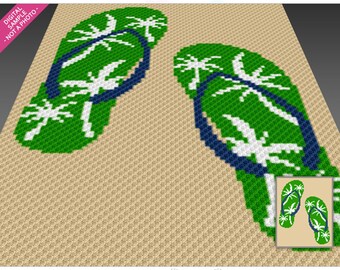 Patrón de crochet para chanclas de playa, PDF Graphgan C2C, gráfico de manta de verano (sin contar las unidades)