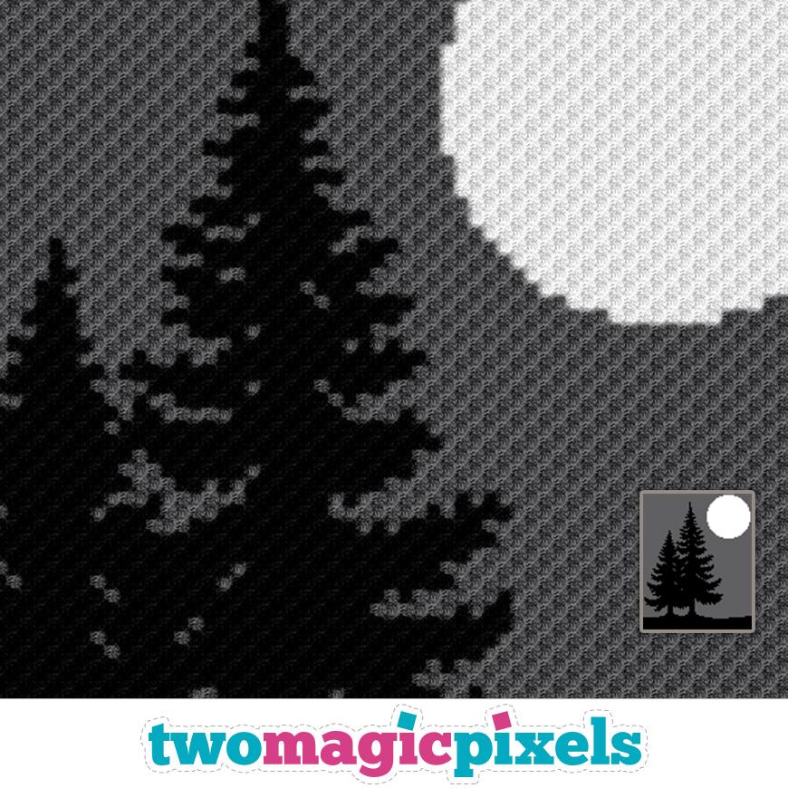 Full Moon Trees Crochet Pattern, C2C Graphgan PDF, Night Forest Blanket ...