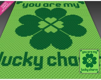 Virkmönster för You Are My Lucky Charm, C2C Graphgan PDF, diagram för filt med Shamrock Love (inga räkningar ingår)