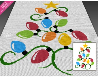 Christmas Lights graph for crochet (c2c/mini c2c, sc, hdc, dc, tss), cross stitch; instant PDF download, no counts/instructions