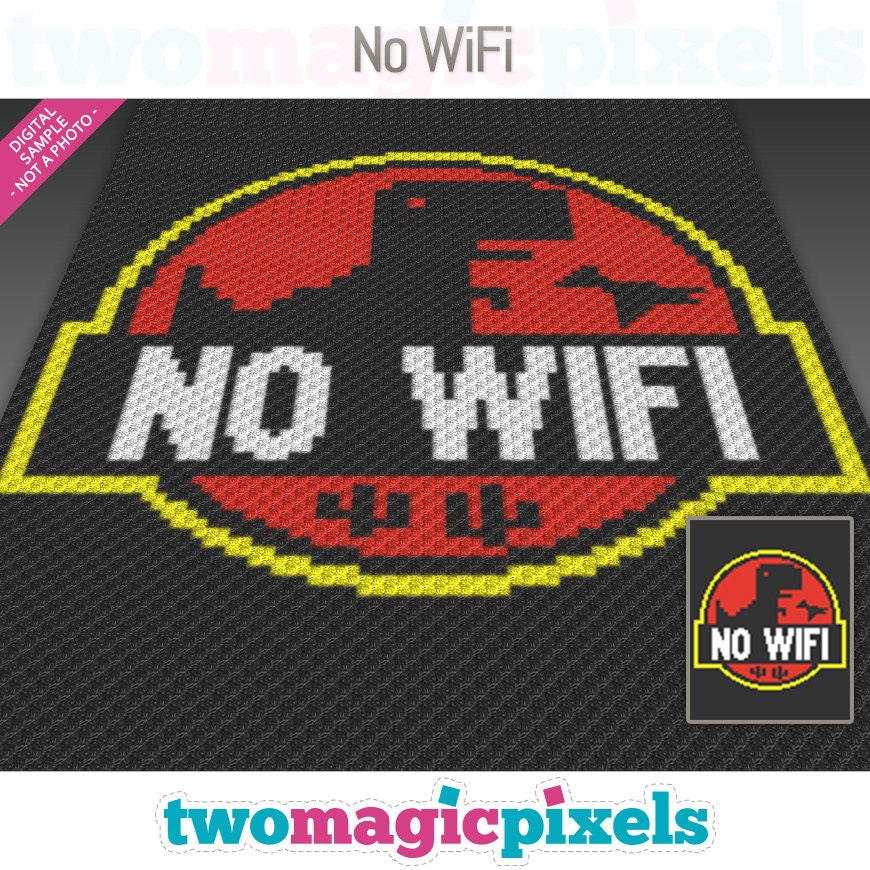 Pas de point de croix graphique au crochet WiFi; (c2c, mini c2c, sc, hdc, dc, tss); tricot; Téléchargement PDF, pas de compte/instructions