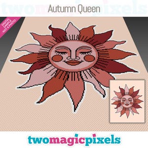 Autumn Queen Pattern, Corner to Corner, Fall Theme Blanket, Crochet Graphgan PDF Download, Seasonal Decor, No Counts Included