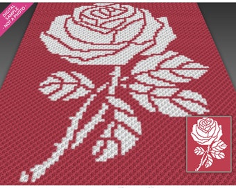 Rose Silhouette graph for crochet (c2c/mini c2c, sc/hdc/dc/tss), cross stitch, knitting; instant PDF download, no counts or instructions