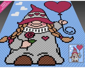 Lovely Lady Gnome Crochet Pattern, C2C Graphgan PDF, Fairy Tale Blanket Chart (No Counts Included)