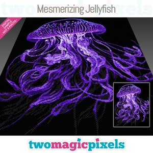 Mesmerizing Jellyfish crochet graph cross stitch; (c2c, mini c2c, sc, hdc, dc, tss); knitting; PDF download, no counts/ instructions