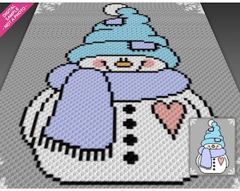 Cute Snowman Crochet Pattern, C2C Graphgan PDF, Playful Winter Blanket Chart (No Counts Included)