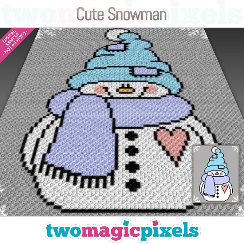 Cute Snowman Crochet Graph c2c Mini C2c Sc Hdc Dc Tss | Etsy