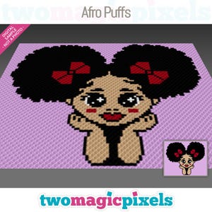 Afro Puffs Crochet Pattern, C2C Graphgan PDF, Cute Girl with Afro Buns, Black Girl Magic Blanket, Empowering Decor, No Counts Included