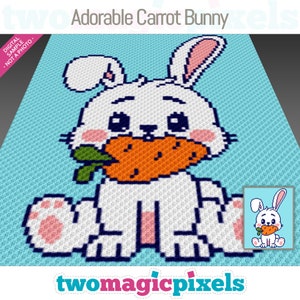 Adorable Carrot Bunny crochet graph (c2c, mini c2c, sc, hdc, dc, tss), cross stitch, knitting; PDF download, no counts or instructions
