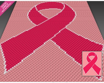 Pink Ribbon Crochet Graph Pattern, C2C Graphgan PDF, Cancer Awareness Blanket Chart (No Counts Included)
