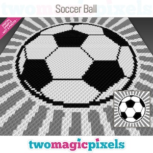 Graphisme ballon de football au crochet (c2c, mini c2c, sc, hdc, dc, tss), point de croix, tricot ; Téléchargement PDF, pas de calculs ni d'instructions