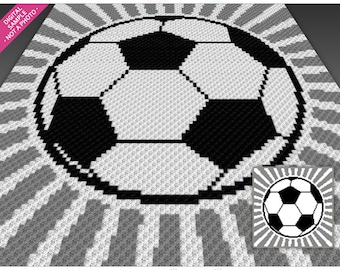 Gráfico de crochet de balón de fútbol (c2c, mini c2c, sc, hdc, dc, tss), punto de cruz, tejido de punto; Descarga en PDF, sin recuentos ni instrucciones.