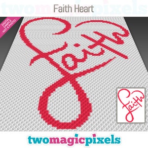 Virkmönster för Faith Heart, C2C Graphgan PDF, inspirerande kristen filtdiagram (inga räkningar ingår)
