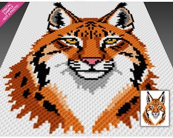 Lynx Portrait Crochet Pattern, C2C Graphgan PDF, Wildlife Animal Blanket Chart (No Counts Included)