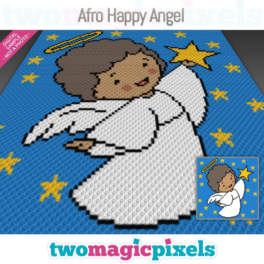 Afro Happy Angel Crochet Graph c2c, Mini C2c, Sc, Hdc, Dc, Tss, Cross ...