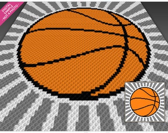 Basketball crochet graph (c2c, mini c2c, sc, hdc, dc, tss), cross stitch, knitting; PDF download, no counts or instructions