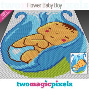 Flor Bebé Niño crochet gráfico punto de cruz; (c2c, mini c2c, sc, hdc, dc, tss); tejido de punto; Descarga en PDF, sin recuentos/instrucciones