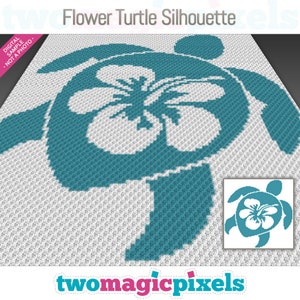 Motif silhouette tortue fleurs, couverture coin à coin sur le thème de l'océan, téléchargement PDF Graphgan au crochet, décoration d'intérieur, aucun élément inclus
