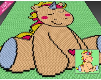 Sleeping Unicorn Crochet Pattern, C2C Graphgan PDF, Fantasy Blanket Chart (No Counts Included)