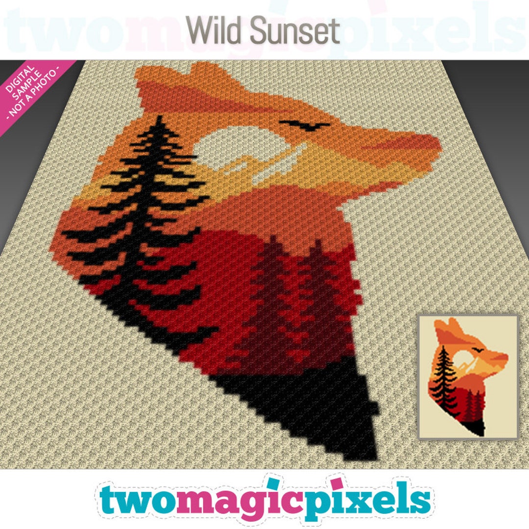 Wild Sunset Fox Crochet Pattern, C2C Graphgan PDF, Nature Blanket Chart ...