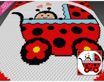 Little Babybug crochet graph (c2c/mini c2c, sc/hdc/dc/tss), cross stitch, knitting; instant download, no counts/instructions