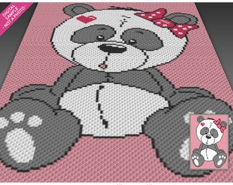 Cute Panda  crochet blanket pattern; c2c, cross stitch; knitting; graph; pdf download; no written counts or row-by-row instructions