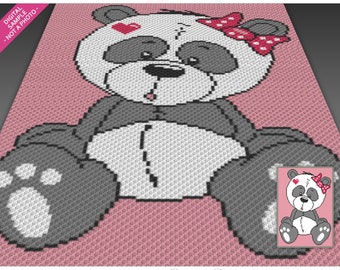 Cute Panda Crochet Pattern, C2C Graphgan PDF, Baby Blanket Chart (No Counts Included)