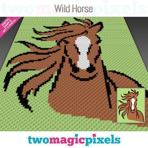Wildes Pferd (c2c, mini c2c, sc, hSt, Stäbchen, quer), Kreuzstich, Stricken; PDF Download, keine Zählungen oder Anleitungen