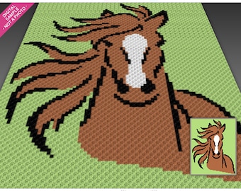 Wild Horse graph (c2c, mini c2c, sc, hdc, dc, tss), cross stitch, knitting; PDF download, no counts or instructions