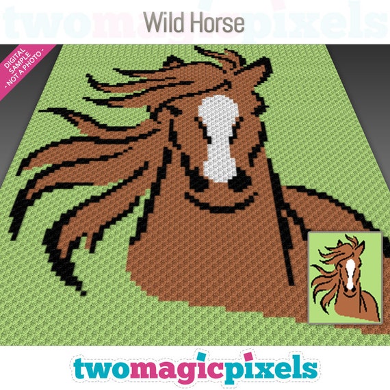 Wild Horse Graph (c2c, Mini C2c, Sc, Hdc, Dc, Tss), Cross Stitch 