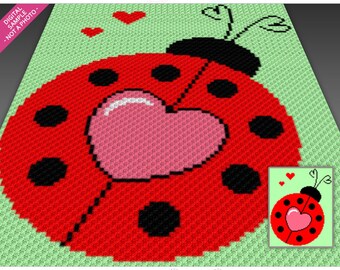 Lovely Ladybug graph for crochet (c2c, mini c2c, sc, hdc, dc, tss), cross stitch, knitting; instant PDF download, no counts/instructions