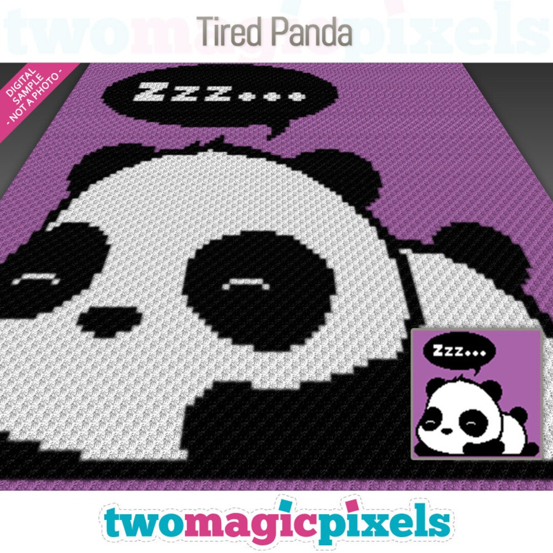 Tired Panda Graph for Crochet (c2c, Mini C2c, Sc, Hdc, Dc, Tss), Cross ...