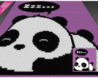 Tired Panda graph for crochet (c2c, mini c2c, sc, hdc, dc, tss), cross stitch, knitting; instant PDF download, no counts or instructions