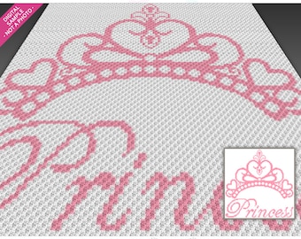 Grafico all'uncinetto Princess Crown (c2c, mini c2c, sc, hdc, dc, tss), punto croce, lavoro a maglia; Download PDF, nessun conteggio o istruzioni