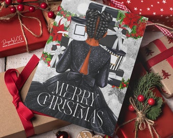 African American Christmas Card, Black Christmas Cards, Afro Greeting Card, Christmas Card for Black Women, Melanin Greeting Card, Afro Xmas