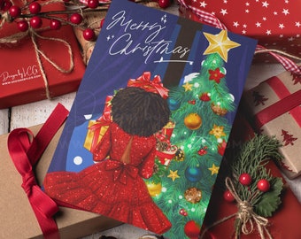 African American Greeting Cards, Melanin Greeting Cards, Black Christmas Cards, Christmas Cards for Black Women,  Black Girl Christmas Cards