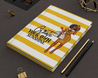 Create your own Sunshine Hardcover Journal, African American Journal, Afro, Black Girl Magic Notizbuch, Notizbuch, Geschenke für sie, Afro Journal