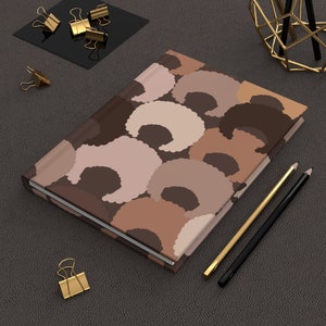 Brown Afro Energy Hardcover Journal, Afro Energy Journal, African American Journal, Afro Notebook, Black Girl Magic Notebook, Gifts for her